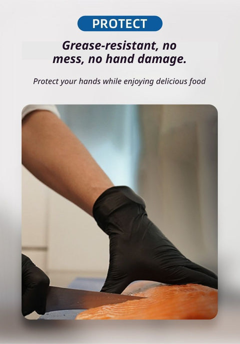 300Pcs Black Nitrile Gloves Medium