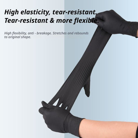 300Pcs Black Nitrile Gloves Large