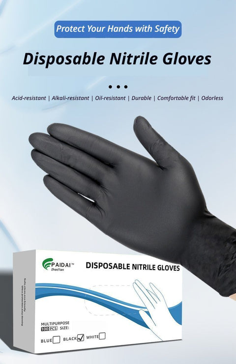 300Pcs Black Nitrile Gloves-Extra Large