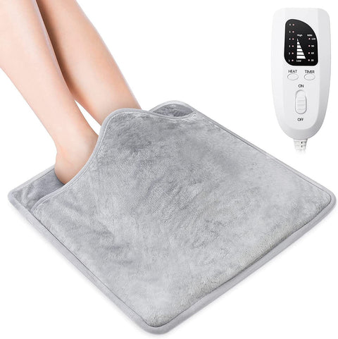 Electric Foot Warmer Mat, Dark Grey Double-Sided Heating Foot Blanket with 6 Temperature Settings and Even Heating