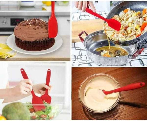 6Pcs Food-Grade Silicone Scraper Set, Baking Cream Spatulas (Black)(2 set/12PCS)