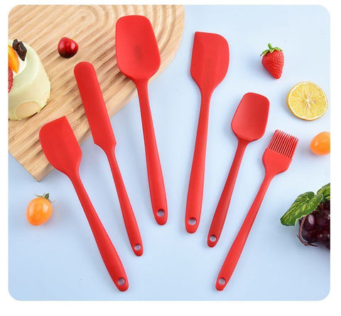 6Pcs Food-Grade Silicone Scraper Set, Baking Cream Spatulas (red)(2 set/12PCS)