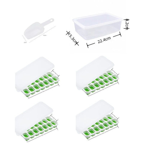 6Pcs 14-Grid Square Silicone Ice Cube Trays, Soft Bottom Ice Molds