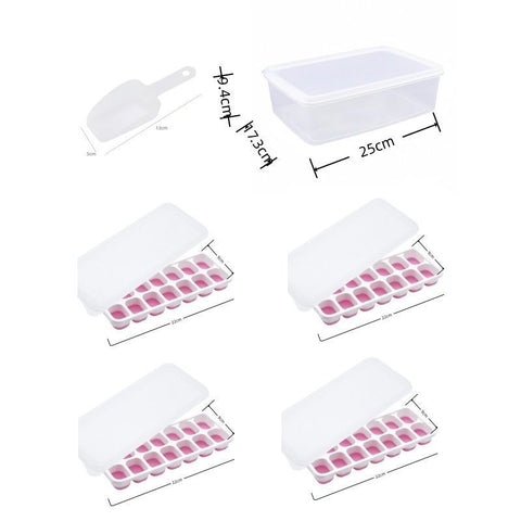 6Pcs 14-Grid Square Silicone Ice Cube Trays, Soft Bottom Ice Molds