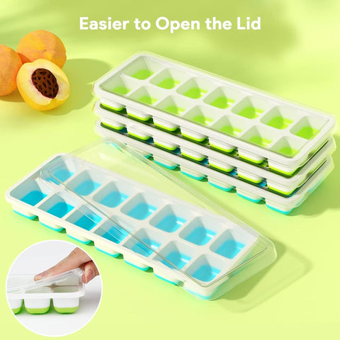 14 Grid Square Silicone Ice Tray, 4 Colors Soft Bottom Ice Making Mold