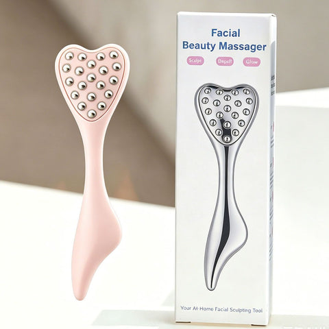 304 Stainless Steel Heart Shaped Roller Ball Massager: Face Lifting and Eye Soothing, Body Scraping and Relaxation, Lightweight and Portable, One Tool for Skincare and Body Care（black)