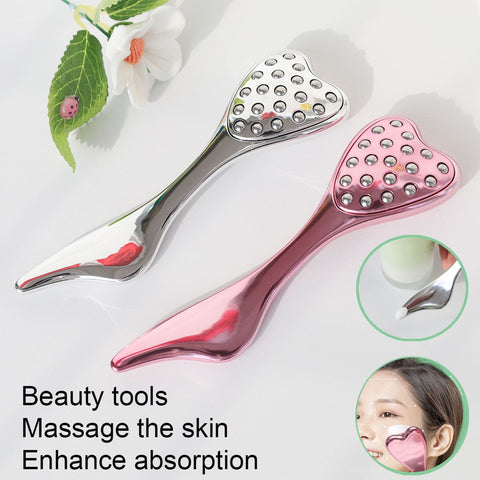 304 Stainless Steel Heart Shaped Roller Ball Massager: Face Lifting and Eye Soothing, Body Scraping and Relaxation, Lightweight and Portable, One Tool for Skincare and Body Care(PINK)