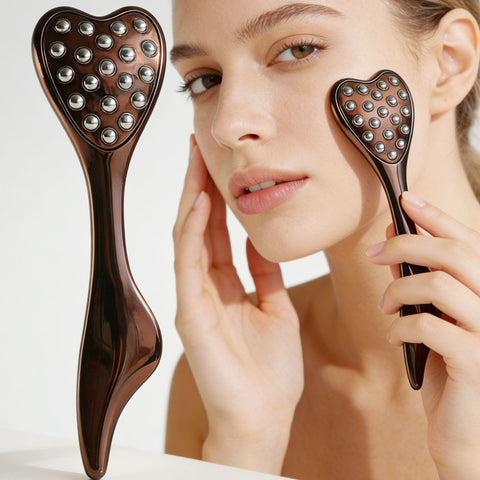 304 Stainless Steel Heart Shaped Roller Ball Massager: Face Lifting and Eye Soothing, Body Scraping and Relaxation, Lightweight and Portable, One Tool for Skincare and Body Care(PINK)