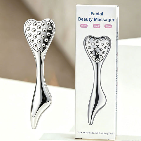 304 Stainless Steel Heart Shaped Roller Ball Massager: Face Lifting and Eye Soothing, Body Scraping and Relaxation, Lightweight and Portable, One Tool for Skincare and Body Care(PINK)