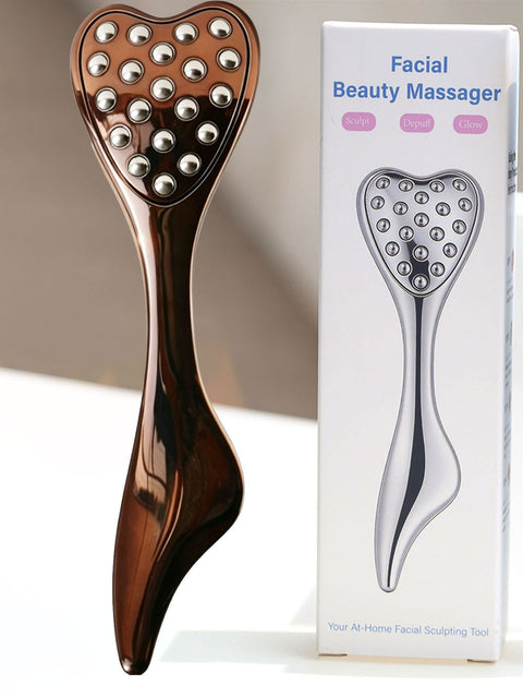 304 Stainless Steel Heart Shaped Roller Ball Massager: Face Lifting and Eye Soothing, Body Scraping and Relaxation, Lightweight and Portable, One Tool for Skincare and Body Care(PINK)