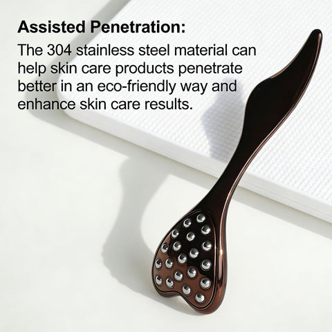 304 Stainless Steel Heart Shaped Roller Ball Massager: Face Lifting and Eye Soothing, Body Scraping and Relaxation, Lightweight and Portable, One Tool for Skincare and Body Care(coffee color)