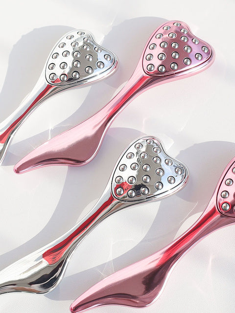 304 Stainless Steel Heart Shaped Roller Ball Massager: Face Lifting and Eye Soothing, Body Scraping and Relaxation, Lightweight and Portable, One Tool for Skincare and Body Care(silver)