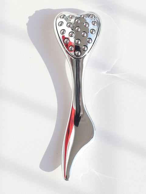 304 Stainless Steel Heart Shaped Roller Ball Massager: Face Lifting and Eye Soothing, Body Scraping and Relaxation, Lightweight and Portable, One Tool for Skincare and Body Care(silver)