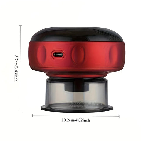 Red Smart Cupping Massager: Wireless & Portable/One-Button Pressure Release/12-Level Red Light Heat Therapy, Detachable & Easy to Clean, Full-Body Applicable for Circulation Boost, Revitalize Your Body and Mind at Home or On the Go