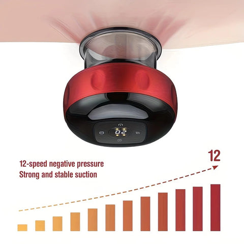 Blue Smart Cupping Massager: Wireless & Portable/One-Button Pressure Release/12-Level Red Light Heat Therapy, Detachable & Easy to Clean, Full-Body Applicable for Circulation Boost, Revitalize Your Body and Mind at Home or On the Go