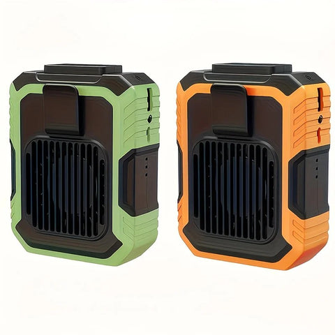 Wall-mounted USB rechargeable dual-purpose fan, integrating rapid cooling, dehumidification, and lighting functions. Features three-speed wind adjustment, can be worn on the waist via a hanging strap, with quiet operation, GREEN