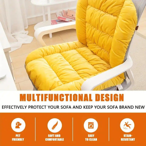 Winter Thick Fleece Seat & Back Cushion Set - 90cm Sofa Office Chair Warmer （khaki）