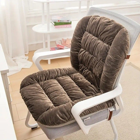 Winter Thick Fleece Seat & Back Cushion Set - 90cm Sofa Office Chair Warmer （sandy beige）