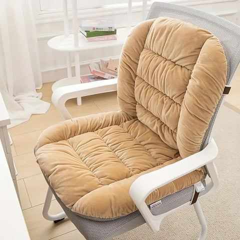 Winter Thick Fleece Seat & Back Cushion Set - 90cm Sofa Office Chair Warmer （wine red）
