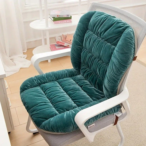 Winter Thick Fleece Seat & Back Cushion Set - 90cm Sofa Office Chair Warmer （aqua）