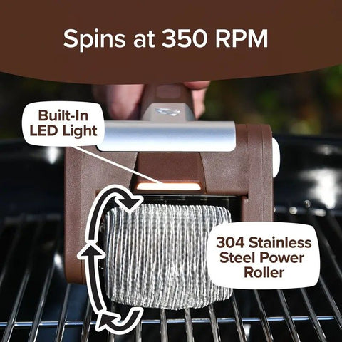 LED-lit electric barbecue brush, rechargeable rotating cleaning, instantly cleans the grill after backyard BBQ, lazy cleaning essential.(gold)