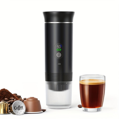 Portable 20Bar High - Pressure Extraction Coffee Machine, 80ml Stainless Steel Water Tank + Foldable Stand, Low - Battery Alert & Real - Time Temperature Control, Enjoy Barista - Quality Coffee on the Go, at Office or While Driving,Grey