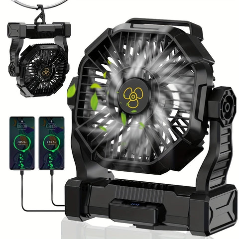 PINK 2-in-1 Portable Fan & Light, Quiet & Cool for Outdoor Use