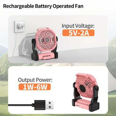 GREEN 2-in-1 Portable Fan & Light, Quiet & Cool for Outdoor Use