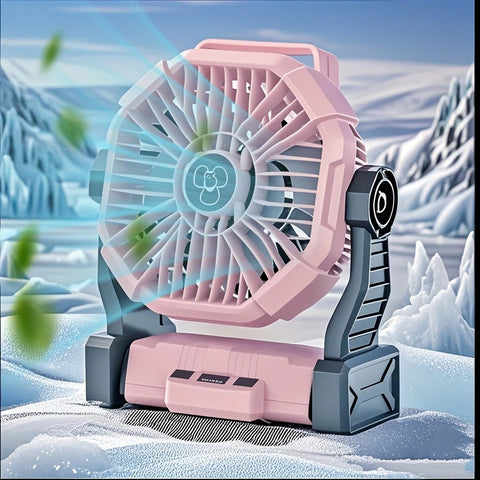 GREEN 2-in-1 Portable Fan & Light, Quiet & Cool for Outdoor Use