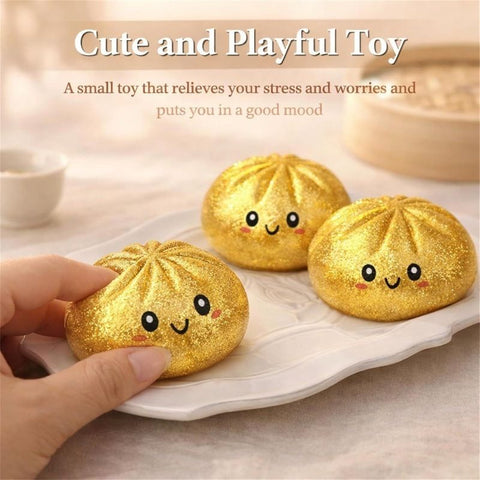 Simulated Smiley Steamed Bun Squishy Toy, Cute Stress Relief Plaything, Soft Slow-Rebound Texture, Adorable Desktop Decor（White pinching）