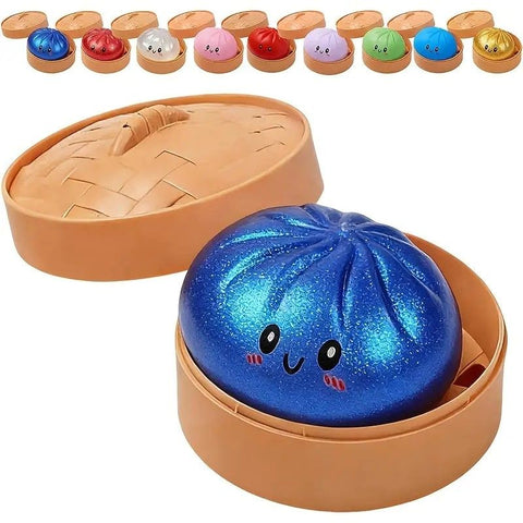 Simulated Smiley Steamed Bun Squishy Toy, Cute Stress Relief Plaything, Soft Slow-Rebound Texture, Adorable Desktop Decor（Red pinch）