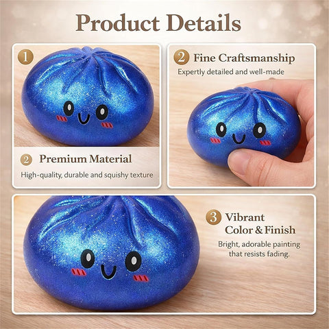 Simulated Smiley Steamed Bun Squishy Toy, Cute Stress Relief Plaything, Soft Slow-Rebound Texture, Adorable Desktop Decor（Red pinch）