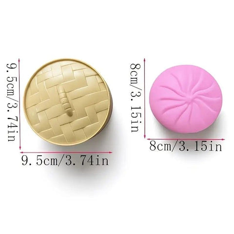 Simulated Smiley Steamed Bun Squishy Toy, Cute Stress Relief Plaything, Soft Slow-Rebound Texture, Adorable Desktop Decor（Golden pinching）