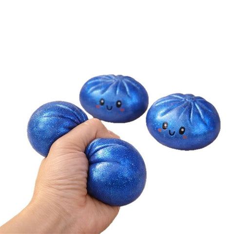 Simulated Smiley Steamed Bun Squishy Toy, Cute Stress Relief Plaything, Soft Slow-Rebound Texture, Adorable Desktop Decor(Blue pinching)