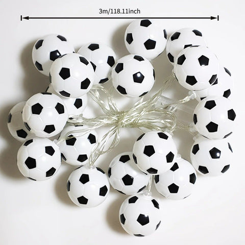 Football Shaped LED String Light, Warm Yellow Soft Glow, Cozy Decoration for Bedroom and Party. USB Powered, 3 Meters with 20Lights.