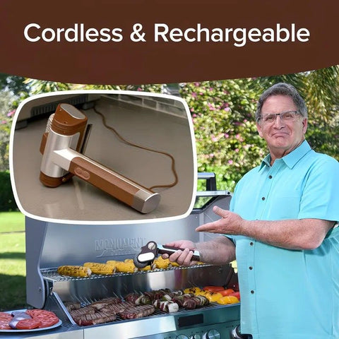 LED-lit electric barbecue brush, rechargeable rotating cleaning, instantly cleans the grill after backyard BBQ, lazy cleaning essential.(BROWN)