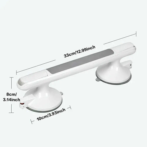 Drill-free Suction Cup Safety Grab Bar – Dual Suction Cup Vacuum Adsorption, Load Capacity 120kg, Red and Green Indicator Light for Visual Safety, Anti-slip Handle for Multi-scenario Use