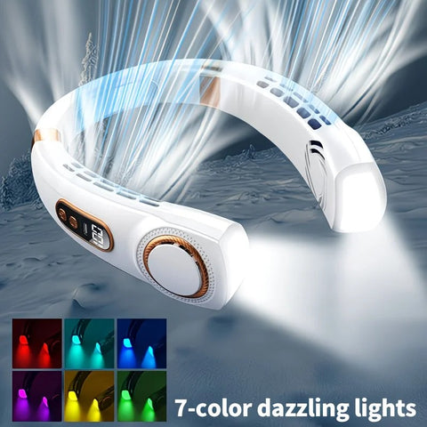 New Neck Hanging Fan Portable Mini USB Fan Personal Cooling Turbine Small Charging Quiet Lazy-Friendly.white