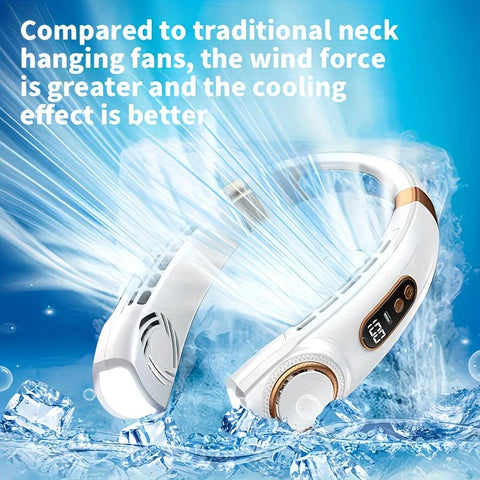 New Neck Hanging Fan Portable Mini USB Fan Personal Cooling Turbine Small Charging Quiet Lazy-Friendly.white