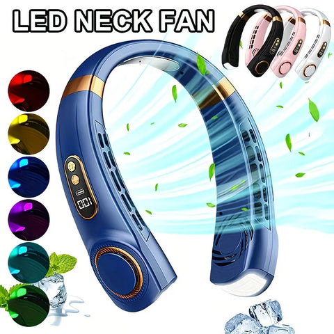 New Neck Hanging Fan Portable Mini USB Fan Personal Cooling Turbine Small Charging Quiet Lazy-Friendly.white