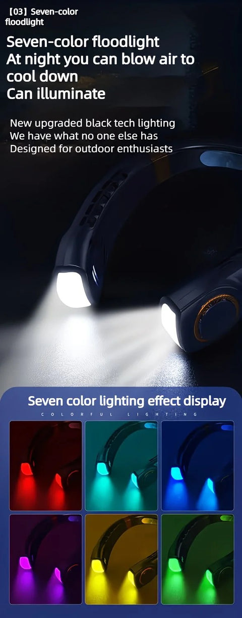 New Neck Hanging Fan Portable Mini USB Fan Personal Cooling Turbine Small Charging Quiet Lazy-Friendly.white