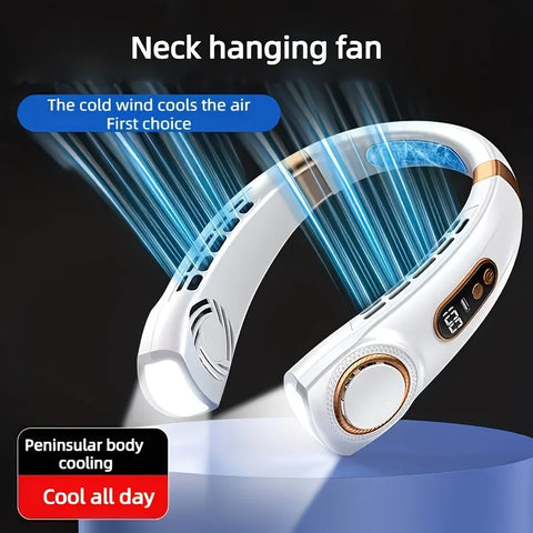 New Neck Hanging Fan Portable Mini USB Fan Personal Cooling Turbine Small Charging Quiet Lazy-Friendly.Black