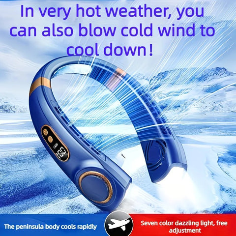 New Neck Hanging Fan Portable Mini USB Fan Personal Cooling Turbine Small Charging Quiet Lazy-Friendly.Black