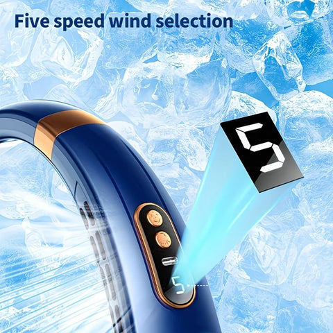 New Neck Hanging Fan Portable Mini USB Fan Personal Cooling Turbine Small Charging Quiet Lazy-Friendly.Black