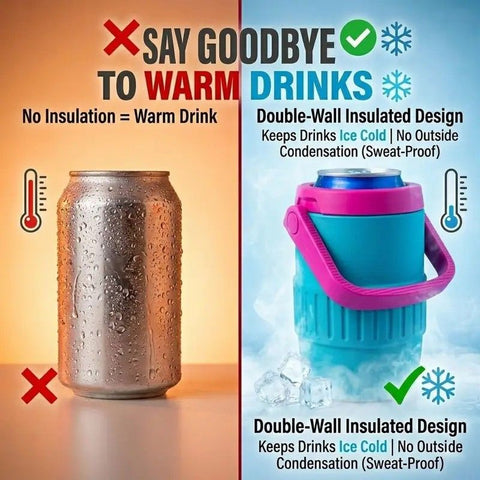 Can-style insulated drink holder, mini can cooling cup, portable double-layer lightweight travel camping outdoor insulating sleeve for soda, beer and other beverages.(pink)