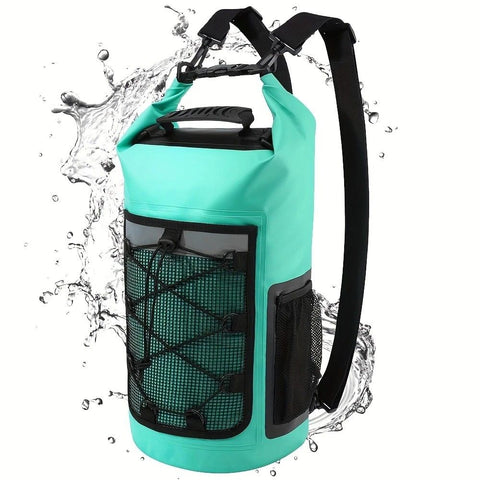 25L Large Capacity Waterproof Backpack Double Layer Rainproof Dry Wet Separation Abrasion Resistant Night Reflective for Outdoor Camping Kayaking Surfing Canyoning Daily Commute(BLACK)