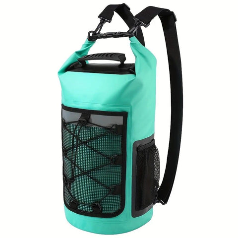 25L Large Capacity Waterproof Backpack Double Layer Rainproof Dry Wet Separation Abrasion Resistant Night Reflective for Outdoor Camping Kayaking Surfing Canyoning Daily Commute（pitch green）