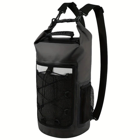 25L Large Capacity Waterproof Backpack Double Layer Rainproof Dry Wet Separation Abrasion Resistant Night Reflective for Outdoor Camping Kayaking Surfing Canyoning Daily Commute（pitch green）