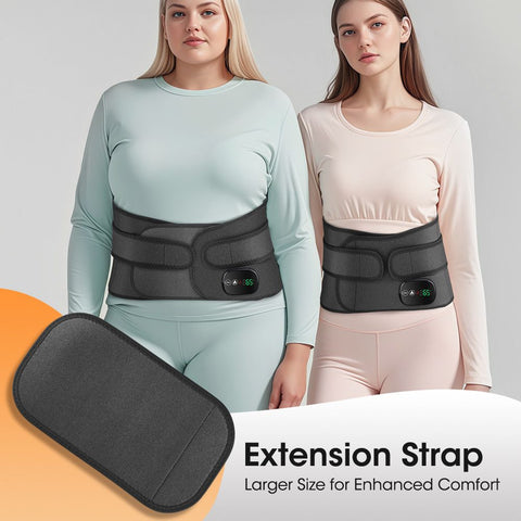 Heated Waist Belt with Vibration Massage – Infrared Heat Therapy, 3 Temp Levels, Rechargeable & Adjustable Strap (GREY)