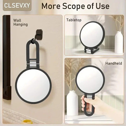 Double-sided Folding Makeup Mirror – 1X/50X Dual Magnification, 360° Rotatable and Foldable for Portability, Three Uses: Handheld, Desktop, Wall-mounted(GREEN)